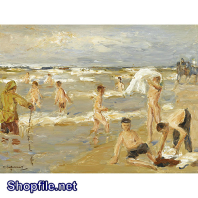 Tranh sơn dầu nước ngoài cãnh tắm biển